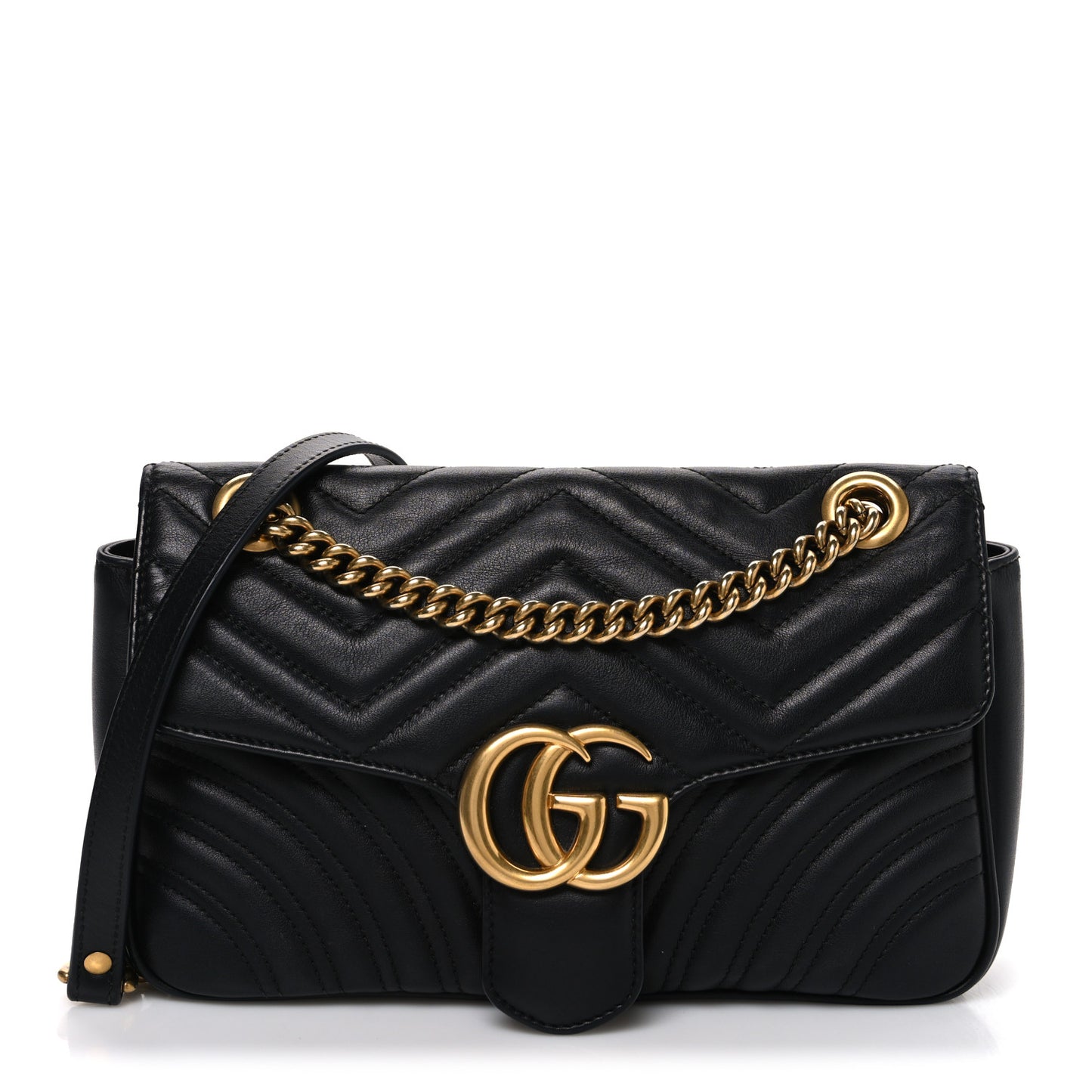 Calfskin Matelasse Small GG Marmont Shoulder Bag Black