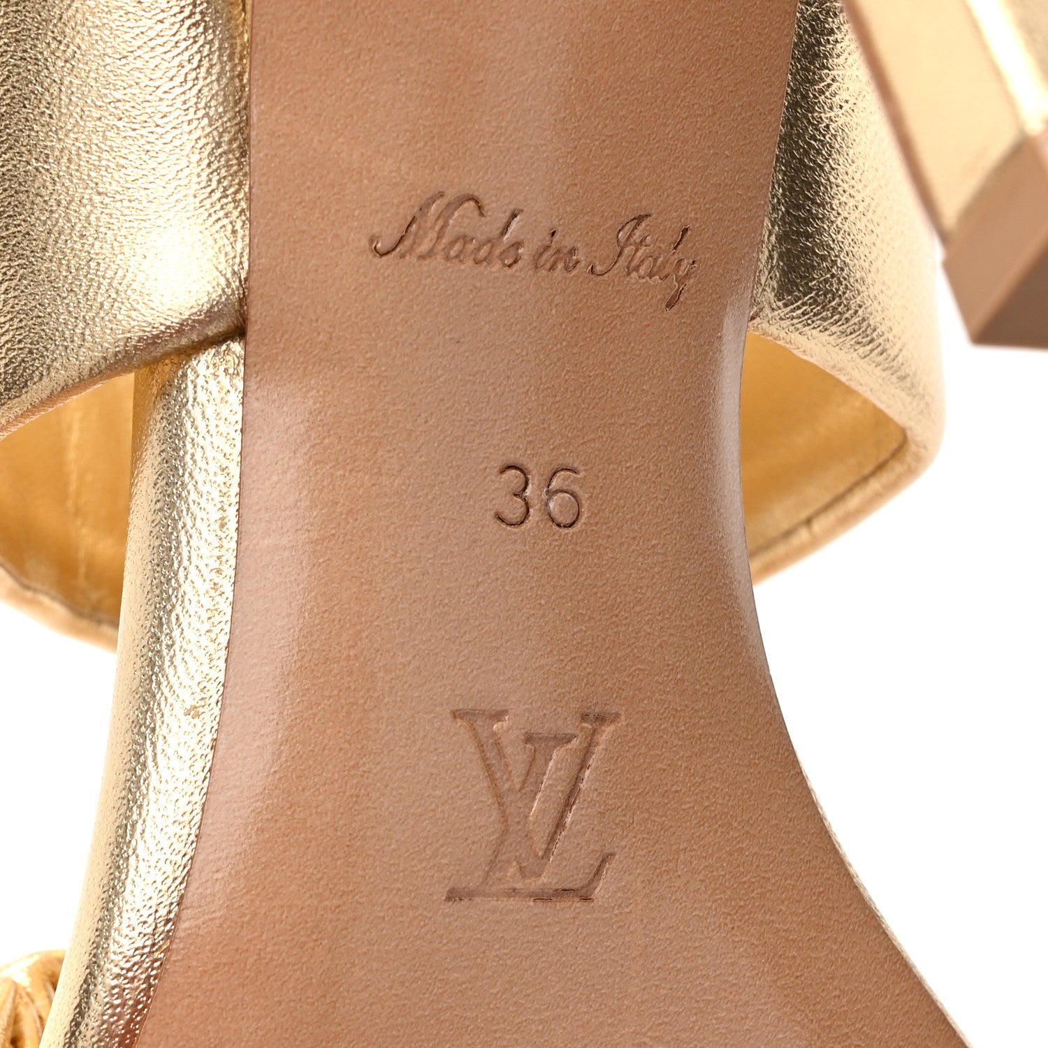 Louis Vuitton Metallic Lambskin Drapy Heel Mules 36 Gold 7 of 9