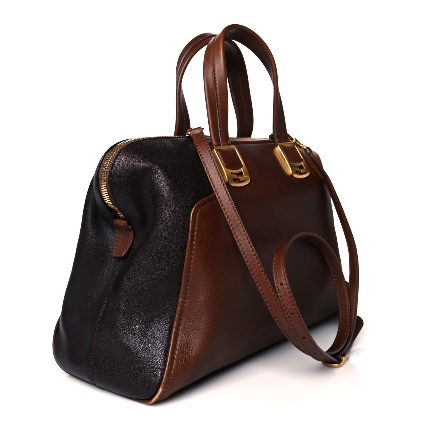 Capra Vitello Saddle Colorblock Large Chameleon Tote Moro Biscotto