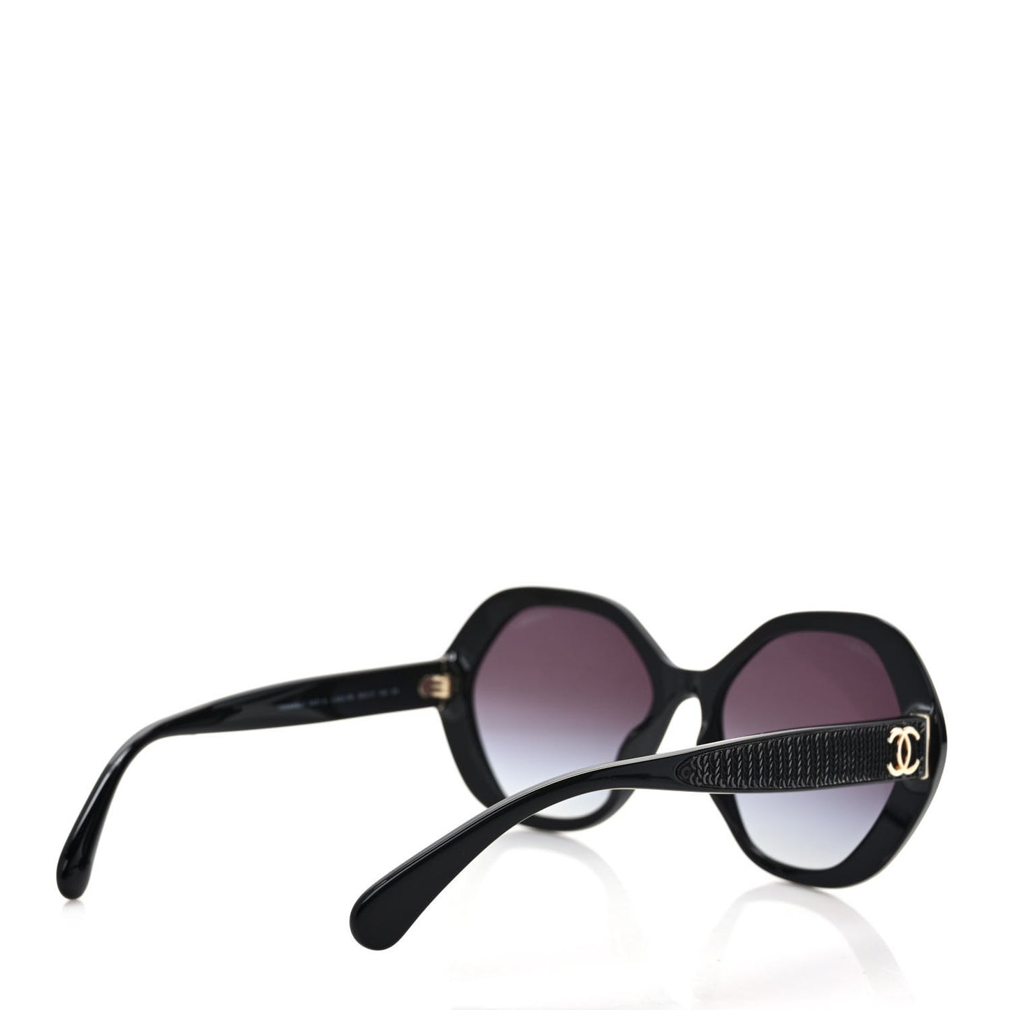 Acetate Sequin Round Sunglasses 5451-A Black