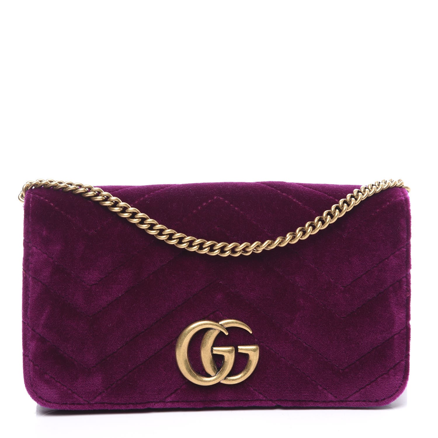 Gucci Velvet Matelasse GG Marmont Mini Bag Fuchsia Violet Cyclamen 1 of 10