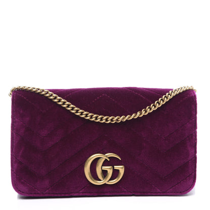 Gucci Velvet Matelasse GG Marmont Mini Bag Fuchsia Violet Cyclamen 1 of 10