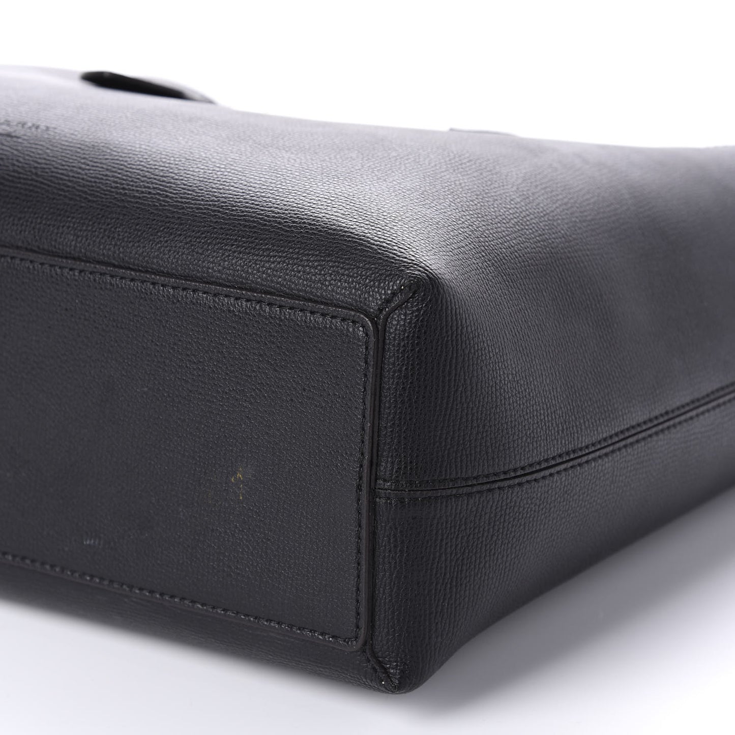 Grainy Calfskin Haymarket Check Medium Reversible Tote Black