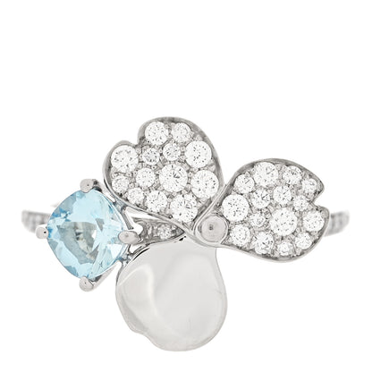 Tiffany Platinum Diamond Aquamarine Paper Flowers Ring 54 7 1 of 6