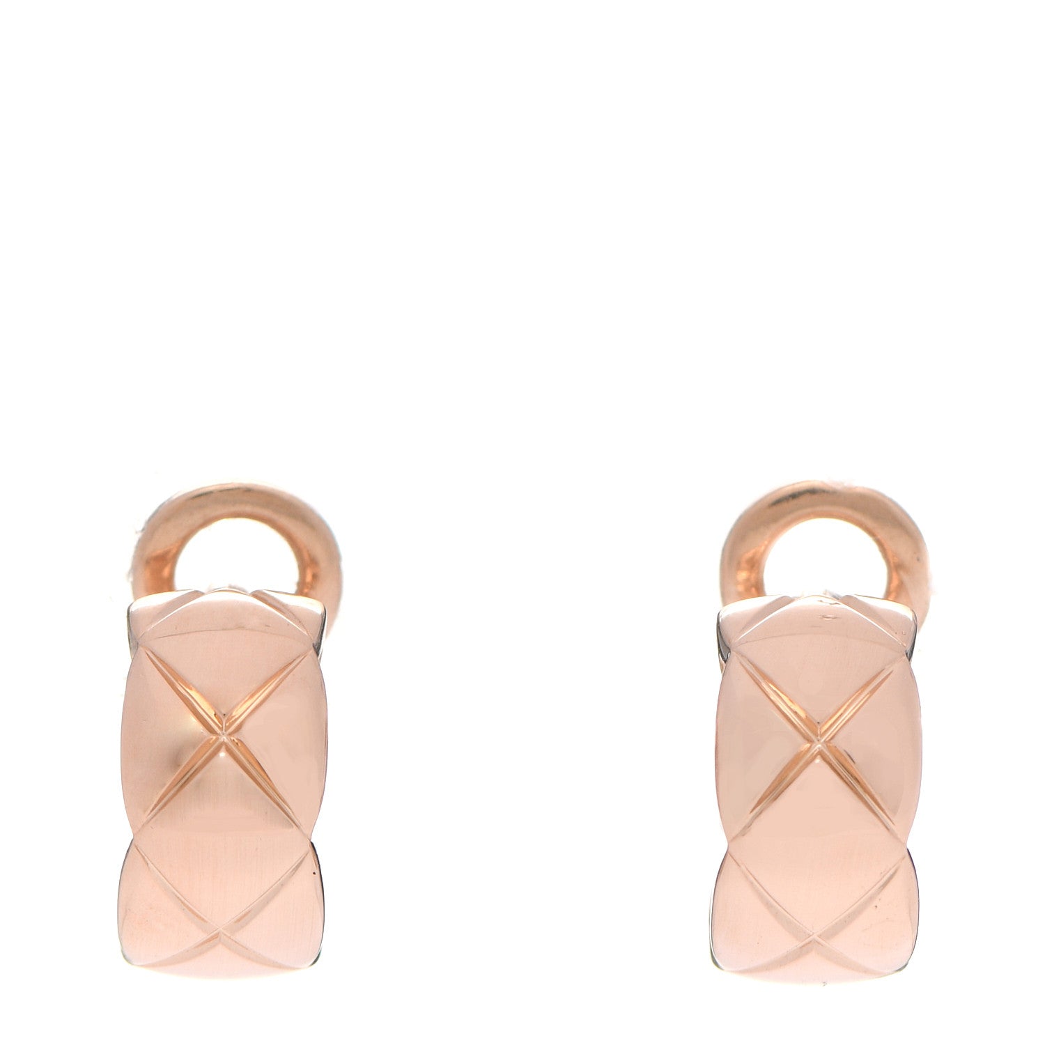 Chanel 18K Beige Gold Coco Crush Hoop Earrings 1 of 4