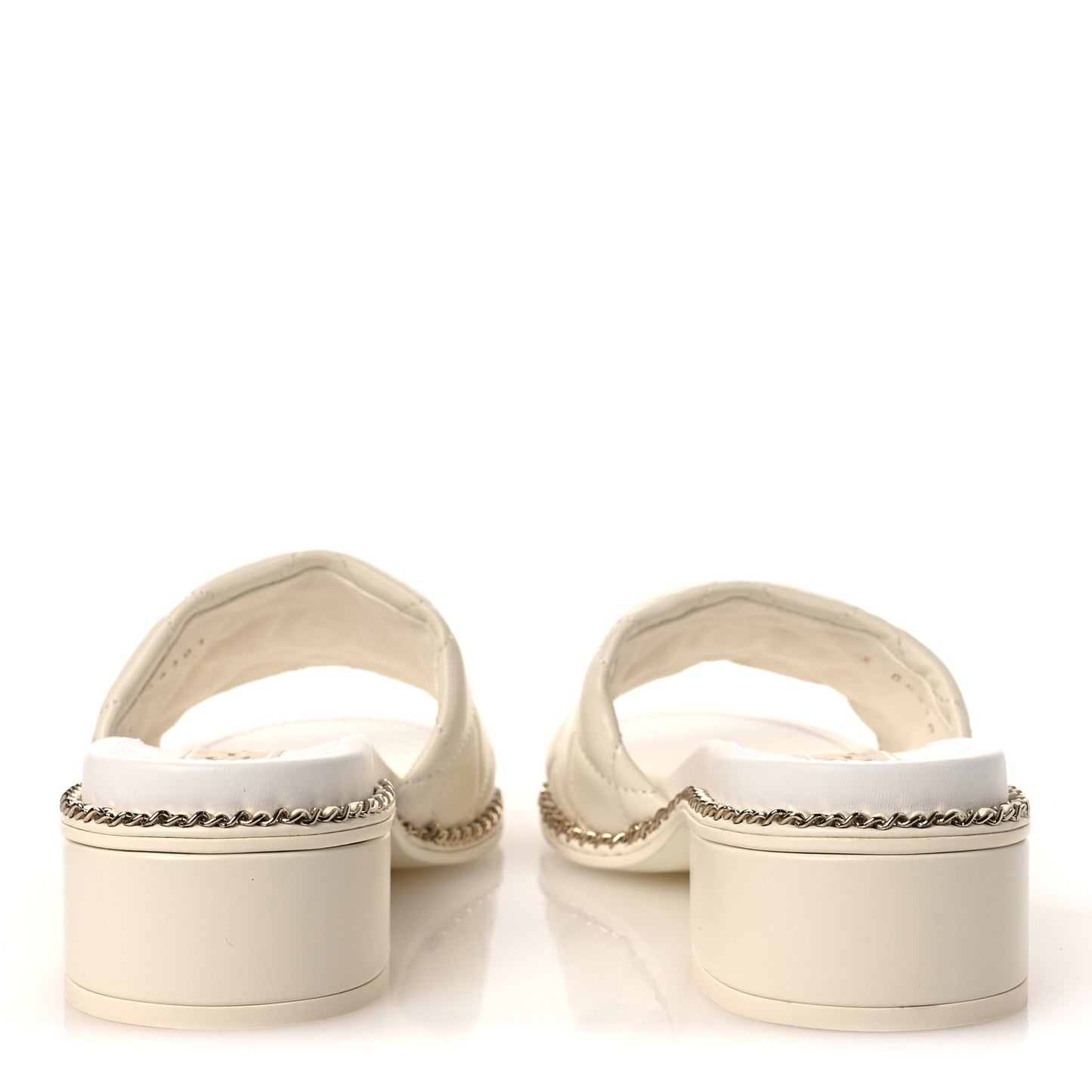 Lambskin Quilted CC Chain Mules 36.5 Light Pink White