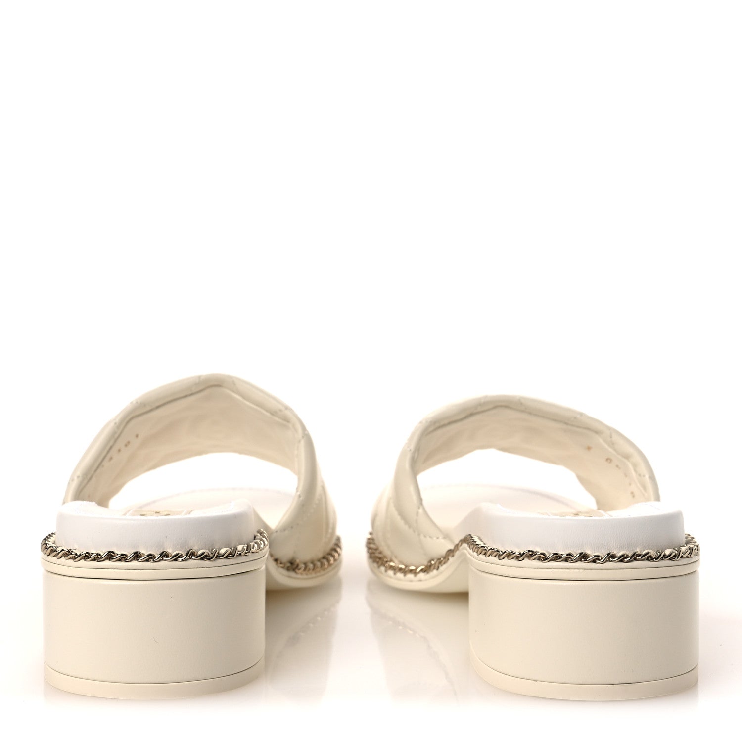 Chanel Lambskin Quilted CC Chain Mules 36.5 Light Pink White 6 of 12