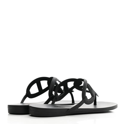 Hermes Rubber Womens Egerie Sandals 41 Black 4 of 10