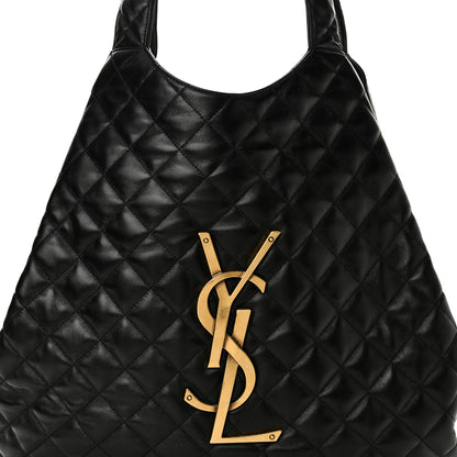 Saint Laurent Lambskin Quilted Maxi Icare Shopping Tote Black 8 of 10