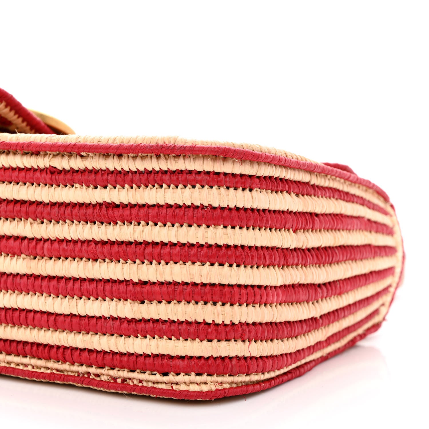 Gucci Raffia Woven Small GG Marmont Shoulder Bag Natural Hibiscus Red 10 of 12
