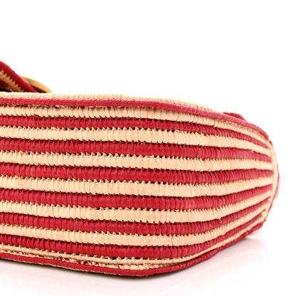 Gucci Raffia Woven Small GG Marmont Shoulder Bag Natural Hibiscus Red 10 of 12