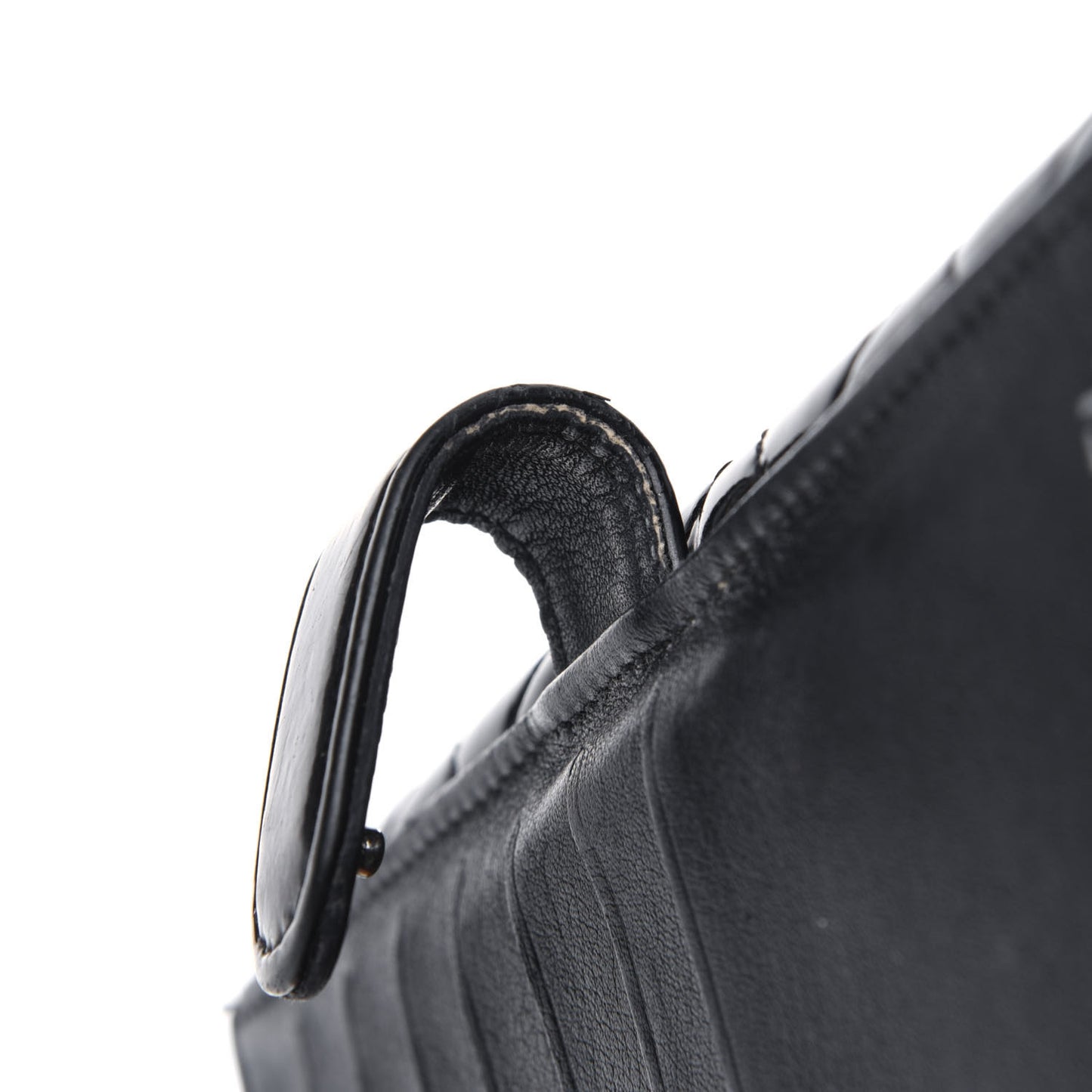 Patent Quilted Large Brilliant Flap Wallet Black