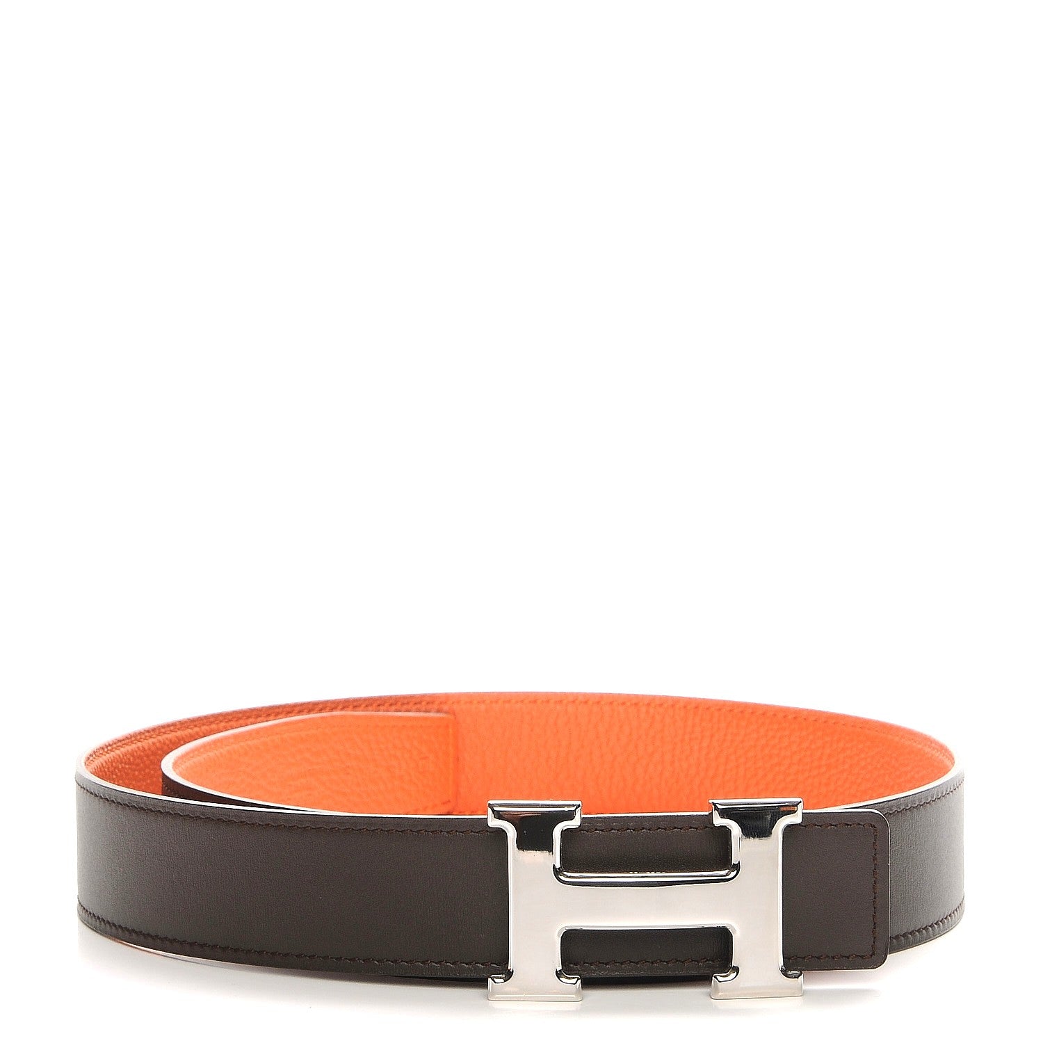 Hermes Swift Togo 32mm H Belt 75 Chocolate Orange 1 of 7