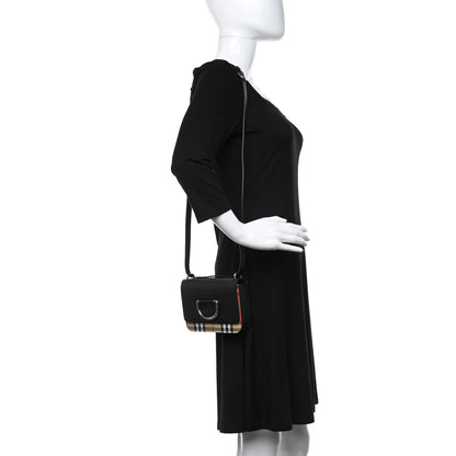 Burberry Goatskin Vintage Check Mini D-Ring Bag Black 3 of 11