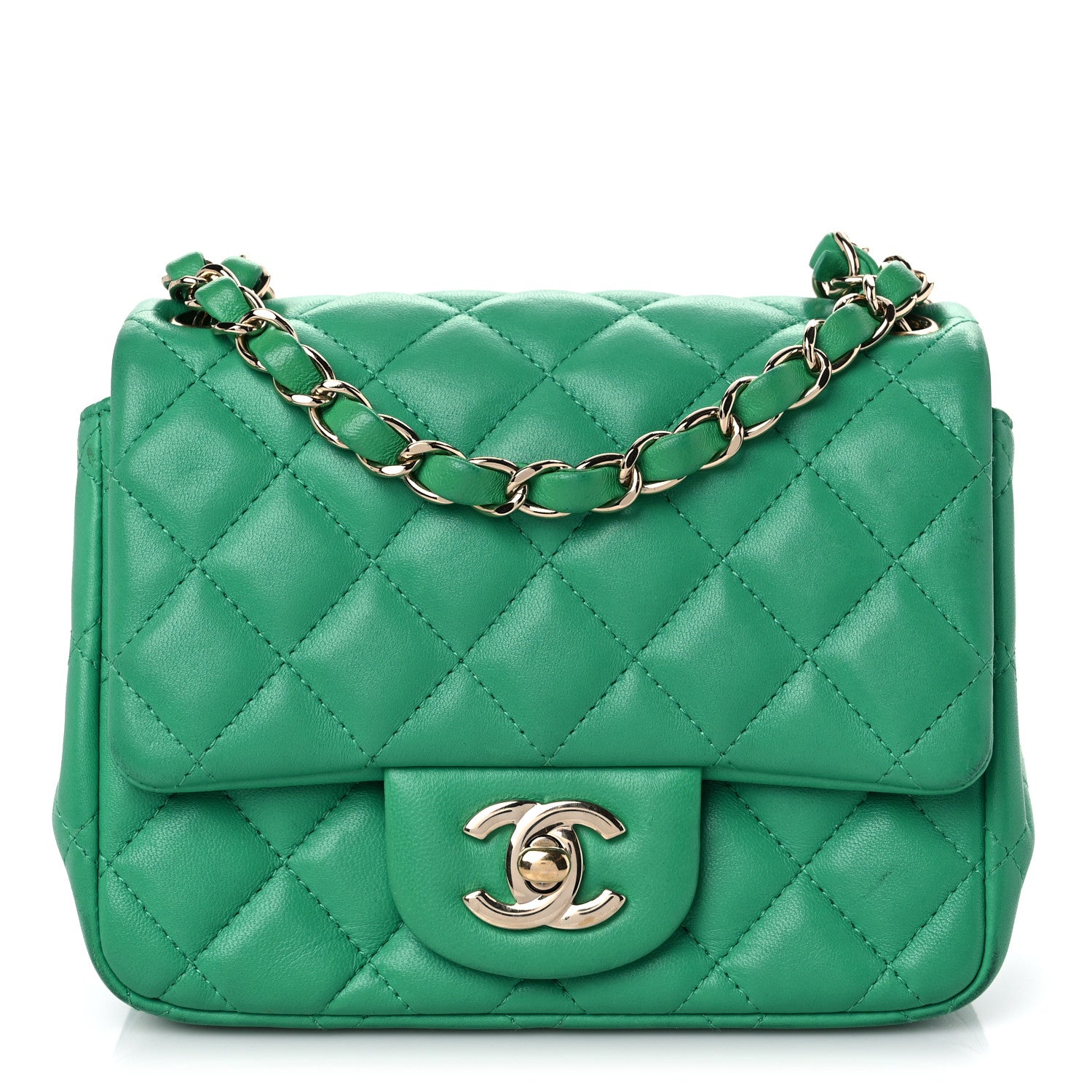 Chanel Lambskin Quilted Mini Square Flap Green 1 of 18