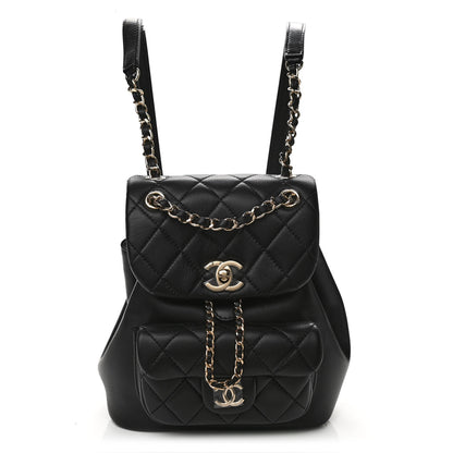 Chanel Lambskin Quilted Small Duma Drawstring Backpack Black 1 of 11