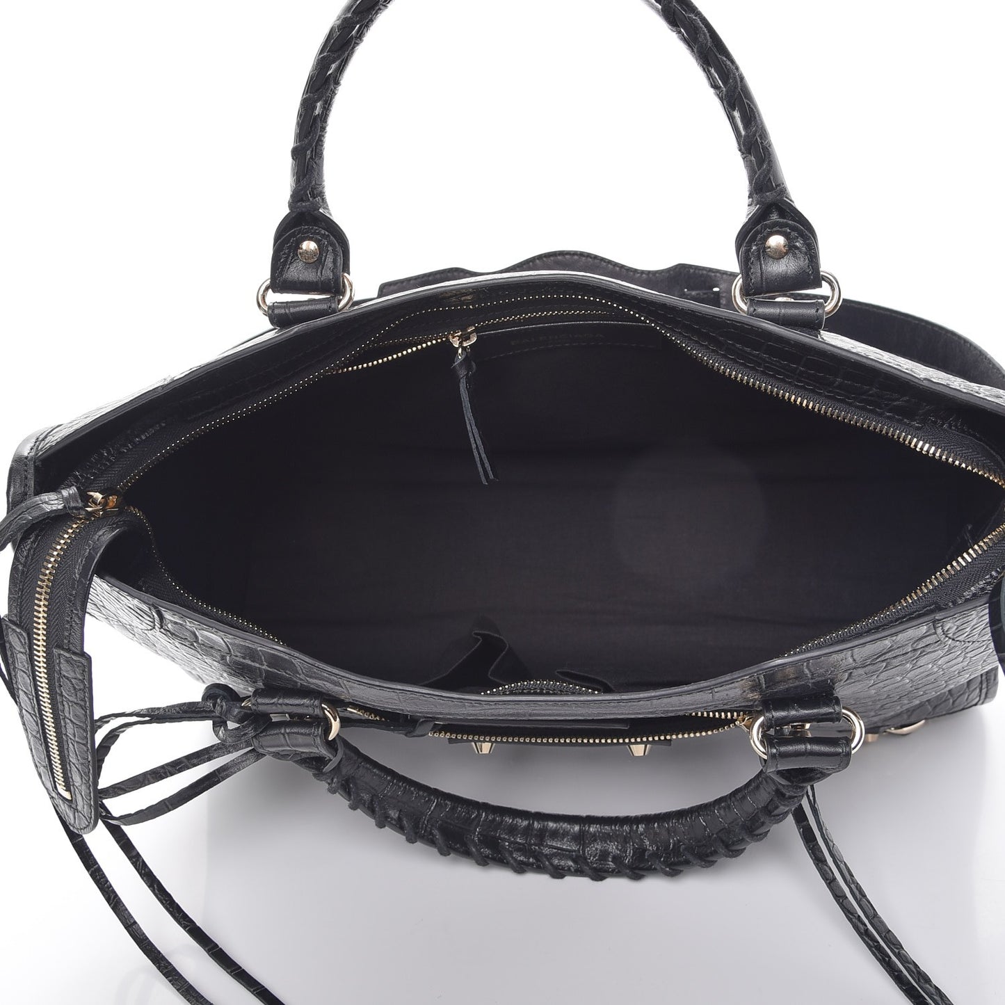 Calfskin Crocodile Embossed Classic Hardware City Black
