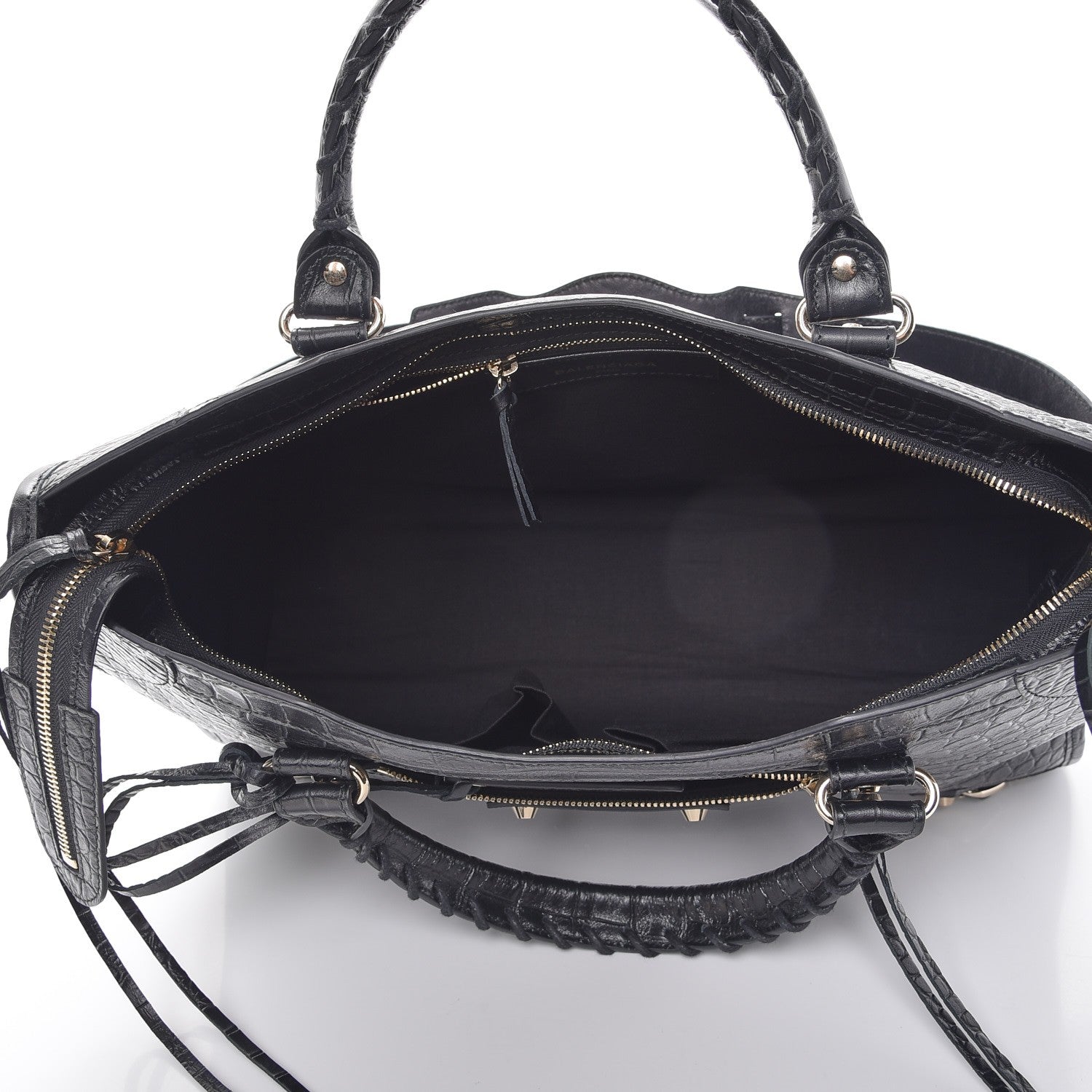 Balenciaga Calfskin Crocodile Embossed Classic Hardware City Black 5 of 7