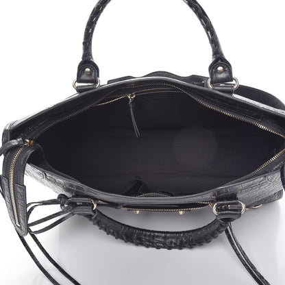 Balenciaga Calfskin Crocodile Embossed Classic Hardware City Black 5 of 7