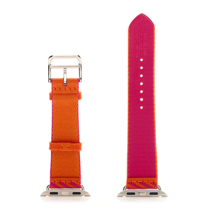 Hermes Nylon Weave 32mm Twill Jump Apple Watch Single Tour Strap Orange Rose Mexico 2 of 5