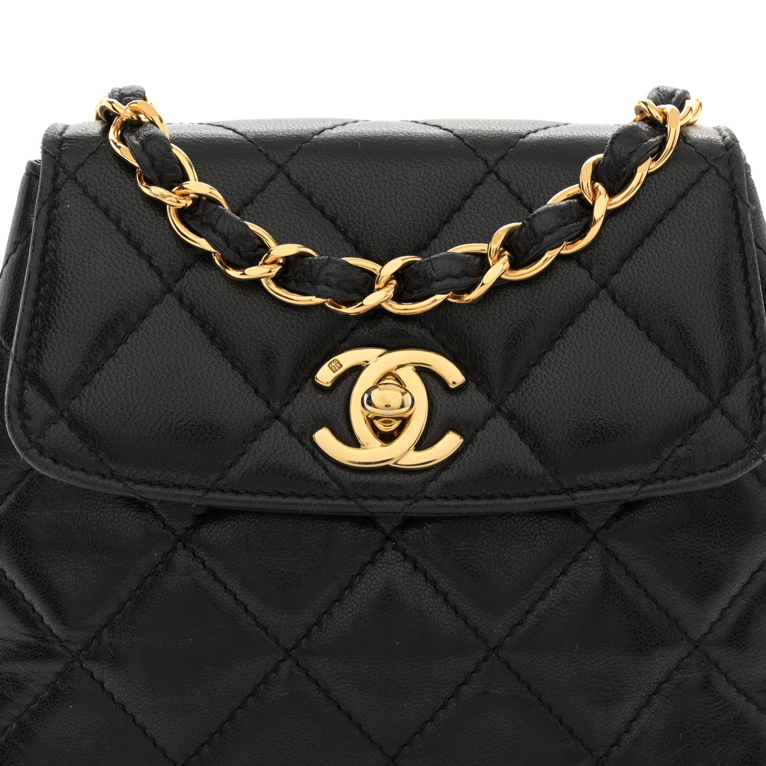 Chanel Lambskin Quilted Mini Flap Waist Belt Bag Black 8 of 12