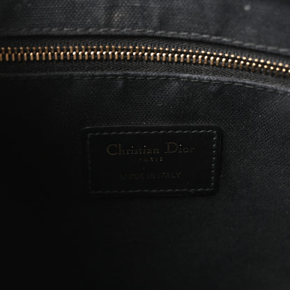 Christian Dior Canvas Calfskin Embroidered Small Plan De Paris Book Tote With Strap Black White 6 of 11