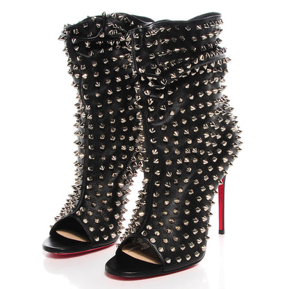 Christian Louboutin Nappa Guerilla 120 Spiked Open Toe Booties 38 Black 3 of 7
