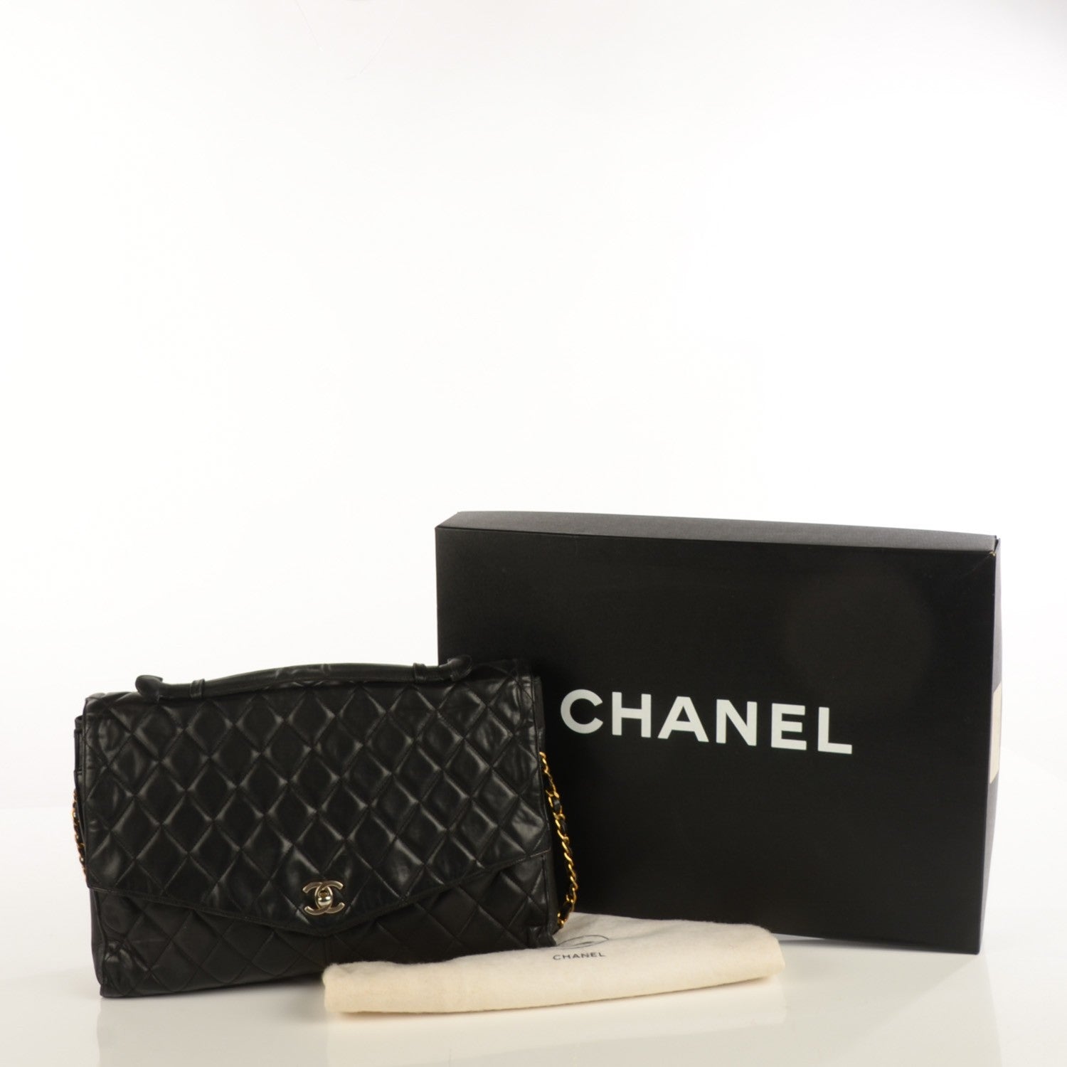 Chanel Lambskin Quilted Large Shoulder Flap Bag Black 6 of 10