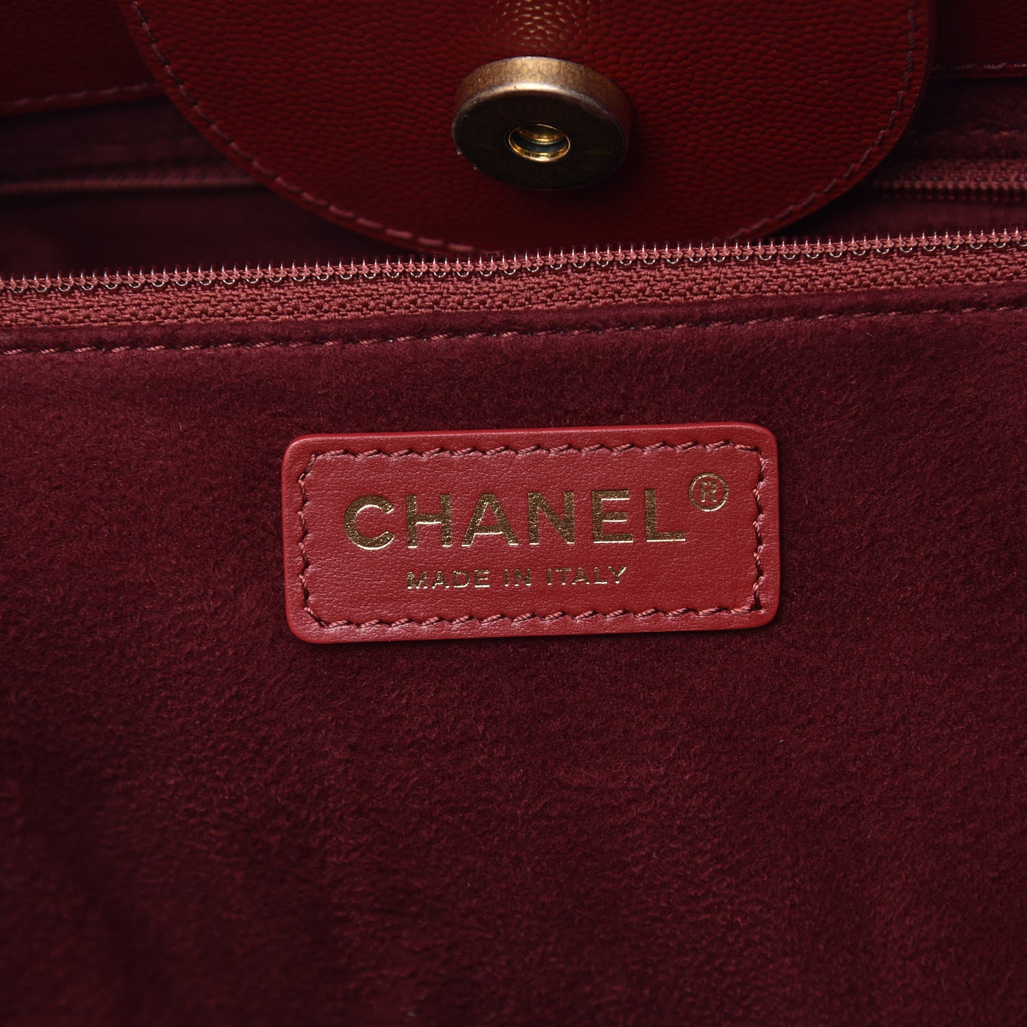 Chanel Caviar Small Studded Deauville Tote Red 6 of 8