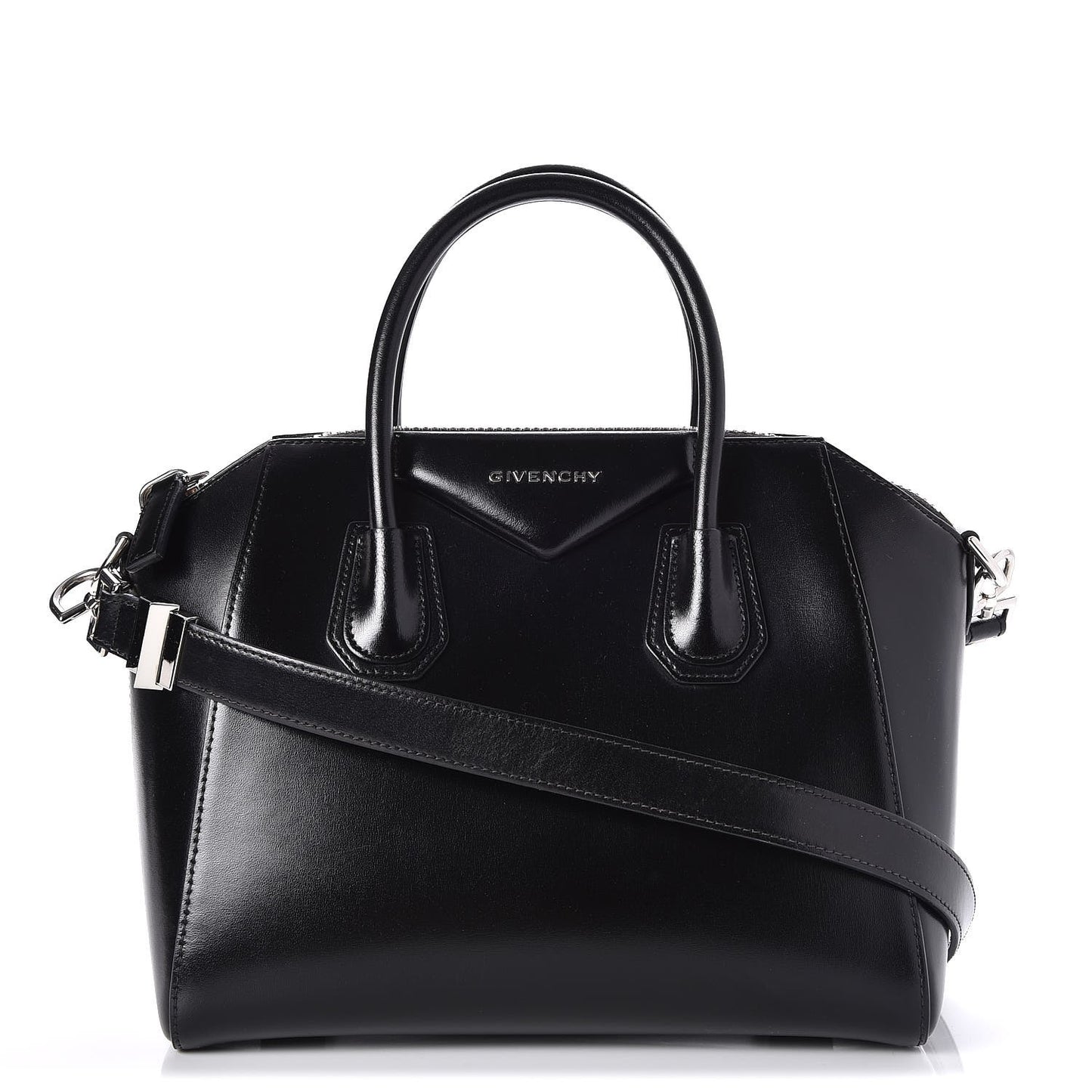 Shiny Lord Calfskin Small Antigona Black
