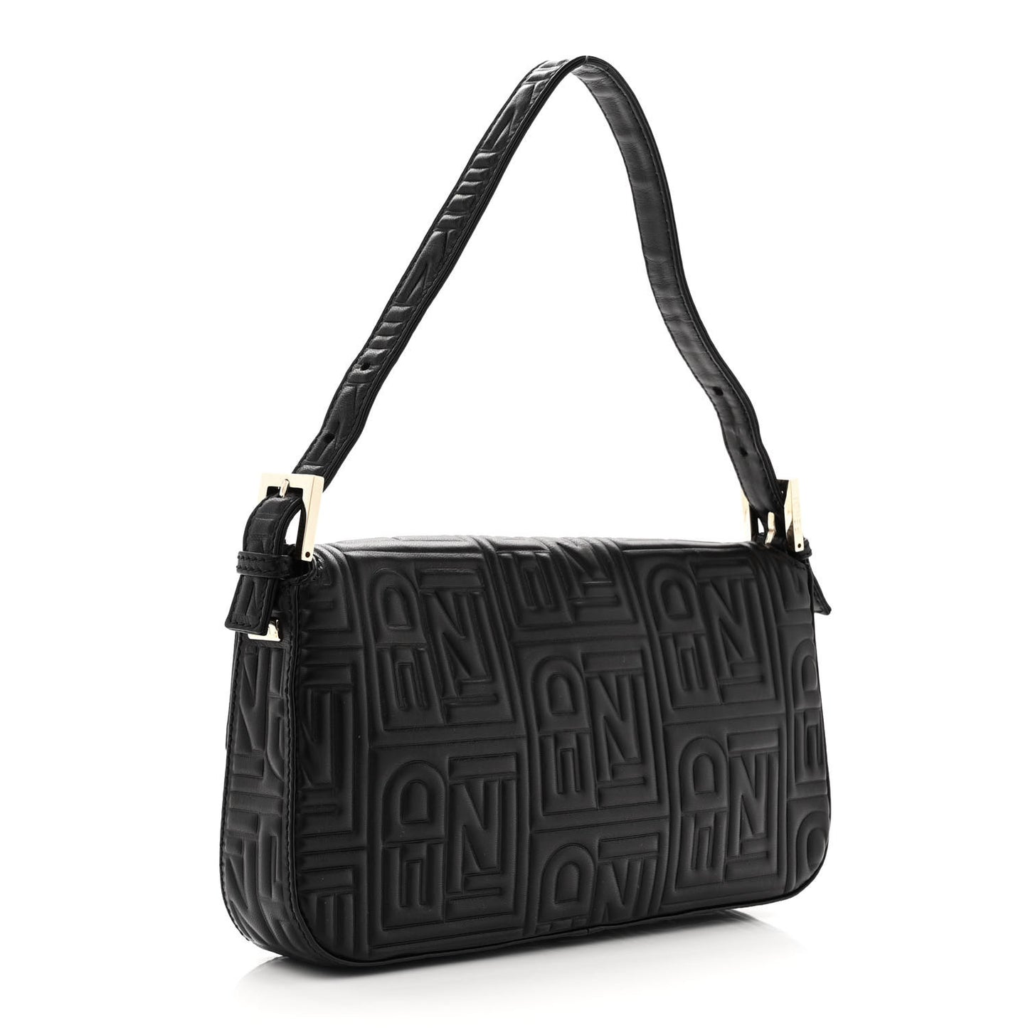 Nappa Logo Embossed Baguette Black