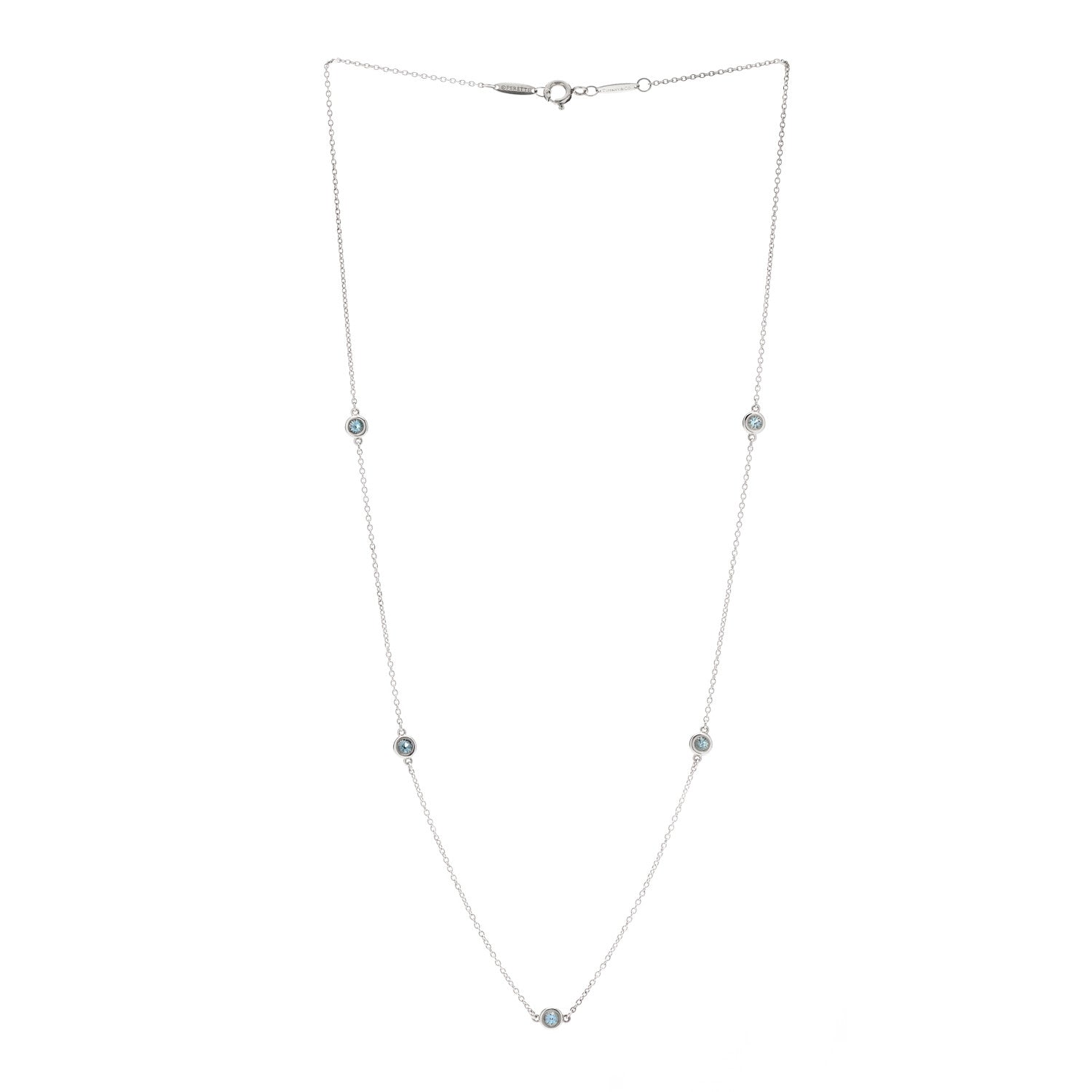 Tiffany Sterling Silver Aquamarine Elsa Peretti Color By The Yard 5 Station Necklace 3 of 6