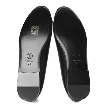 Chanel Lambskin Patent Cap Toe Ballerina Flats 38 Black 6 of 10