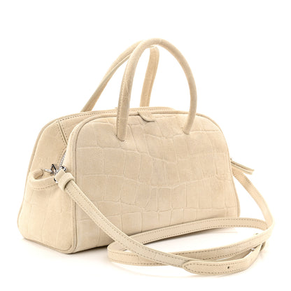 Jacquemus Suede Crocodile Embossed Le Petit Turismo Ivory 3 of 9