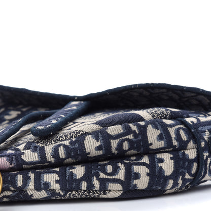 Christian Dior Oblique Embroidered Saddle Bag Blue 8 of 10