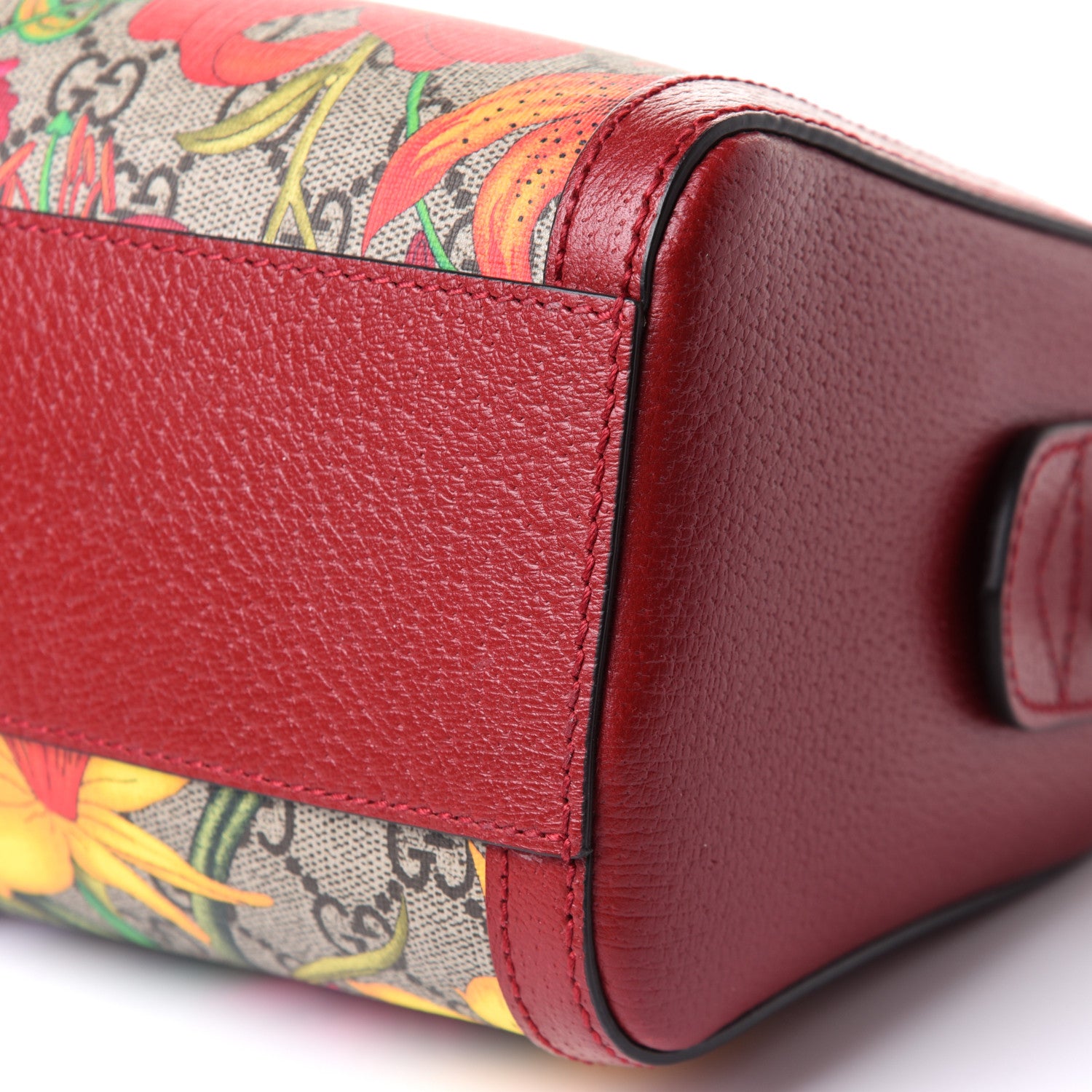 Gucci GG Supreme Monogram Flora Web Medium Ophidia Boston Red 11 of 12