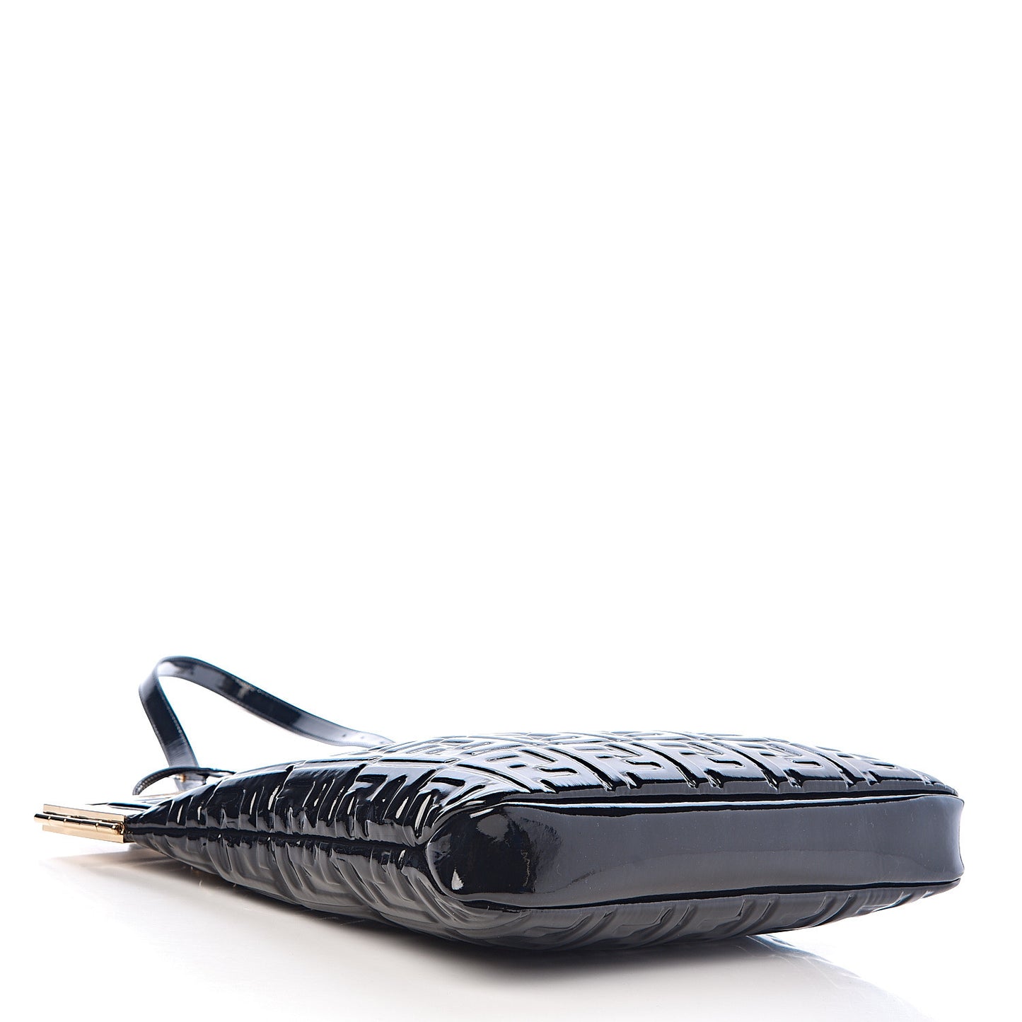 Patent FF 1974 Embossed Medium Shopping Flap Bag Black