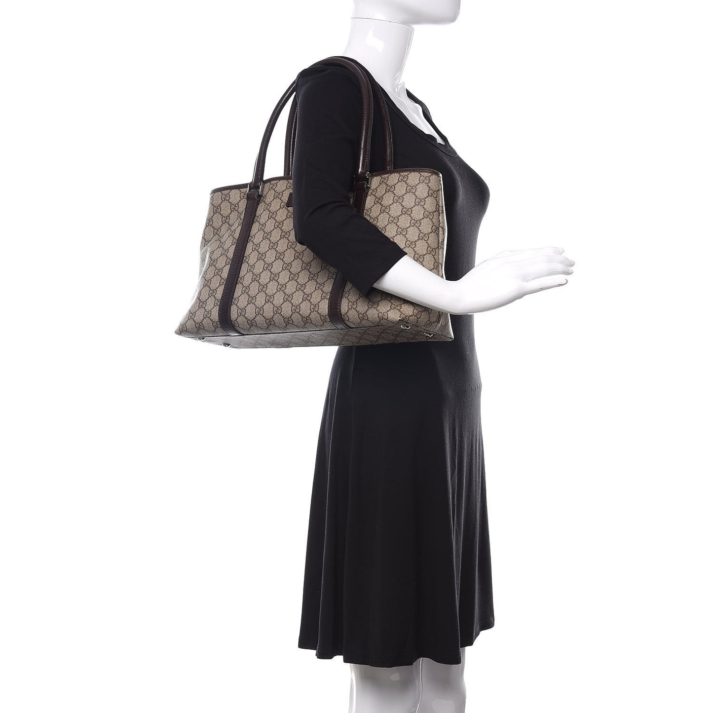 GG Plus Monogram Medium Joy Tote Dark Brown
