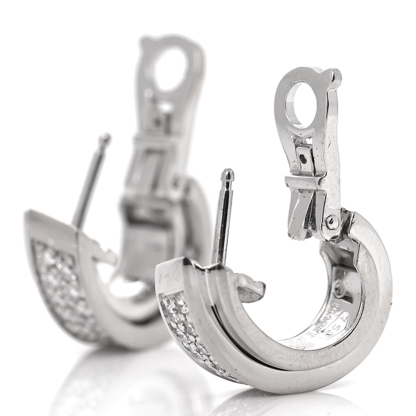 18K White Gold Diamond Possession Hoop Earrings