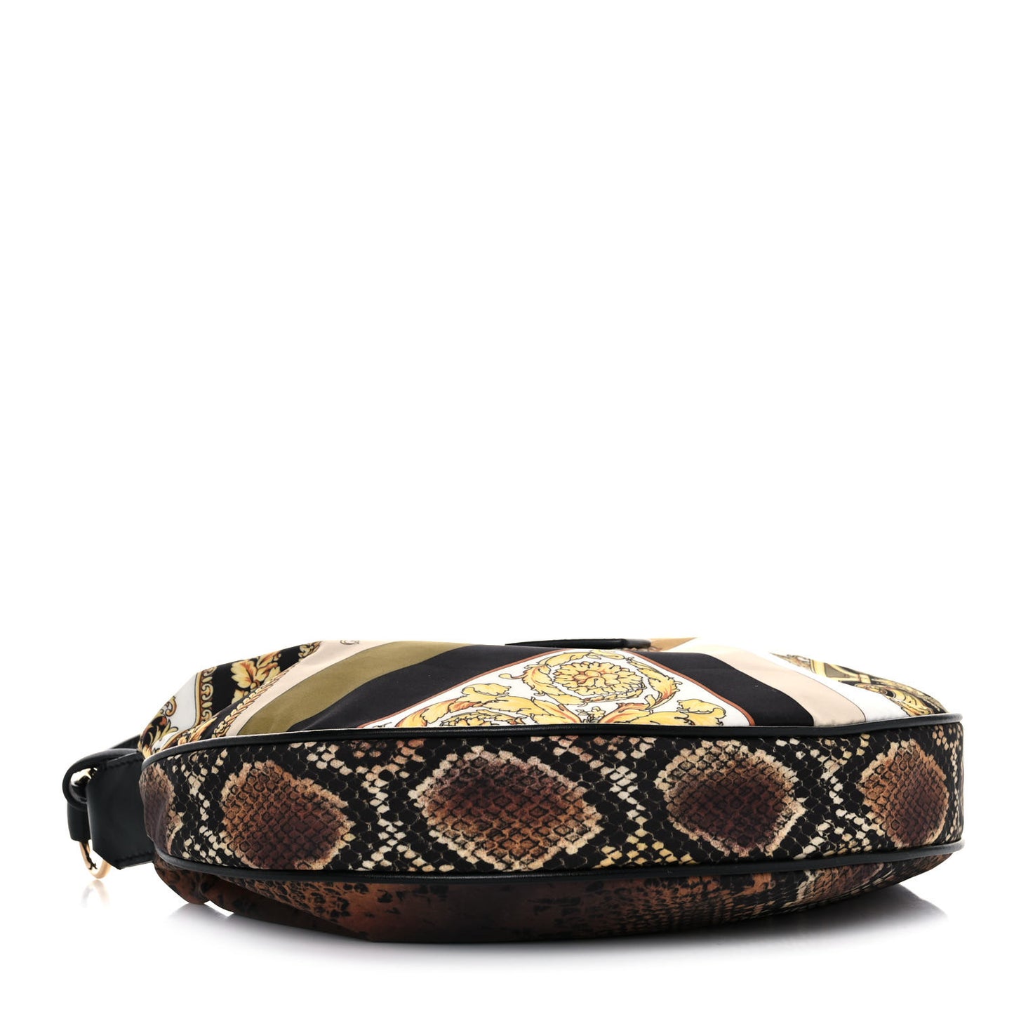 Nylon Calfskin Barocco Mosaic Python Print Hobo Bag Multicolor