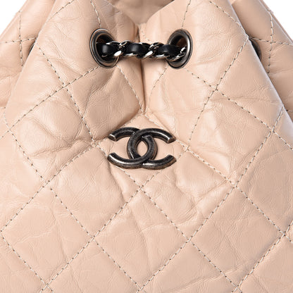Chanel Aged Calfskin Quilted Small Gabrielle Backpack Beige Black 8 of 10
