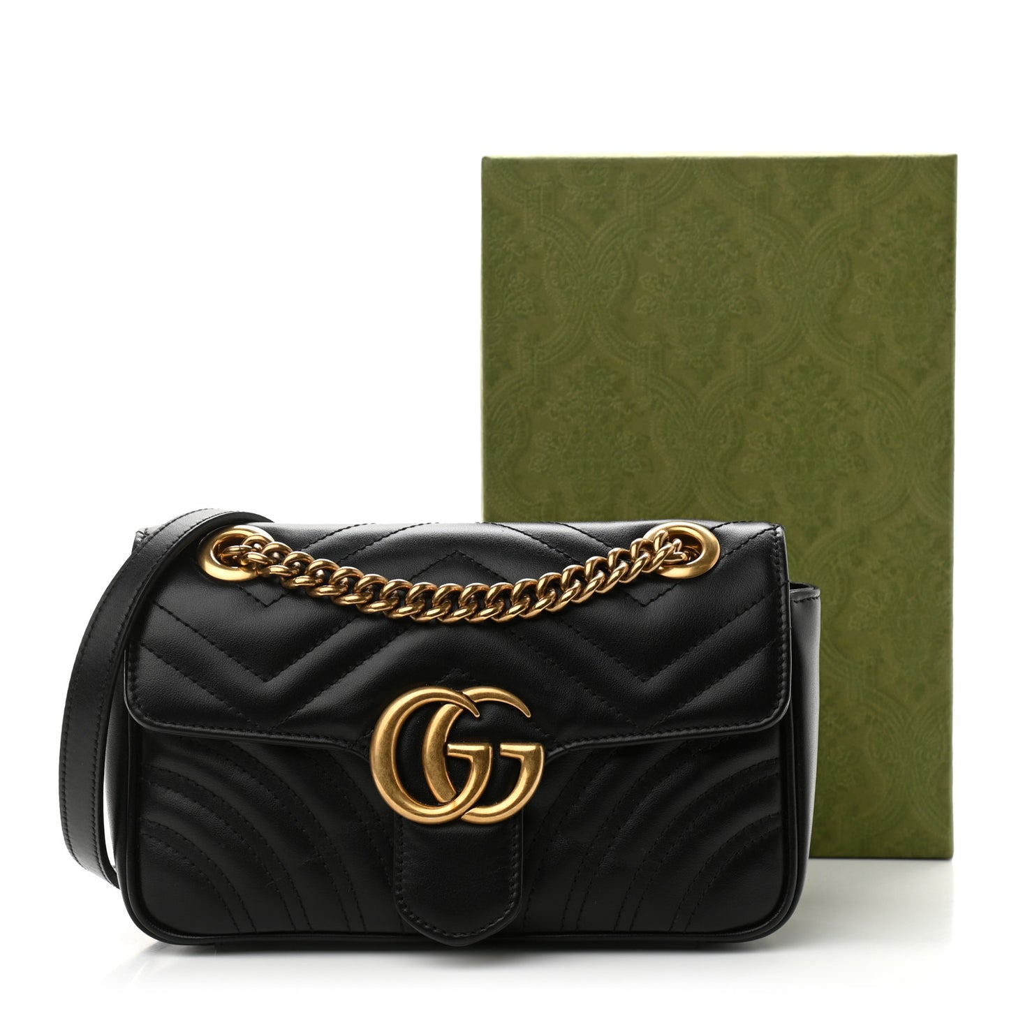 Calfskin Matelasse Mini GG Marmont Shoulder Bag Black