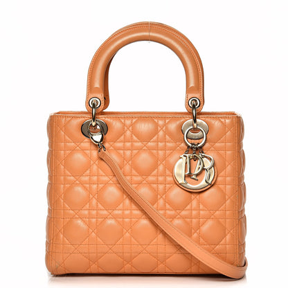 Christian Dior Lambskin Cannage Medium Lady Dior Orange 1 of 20