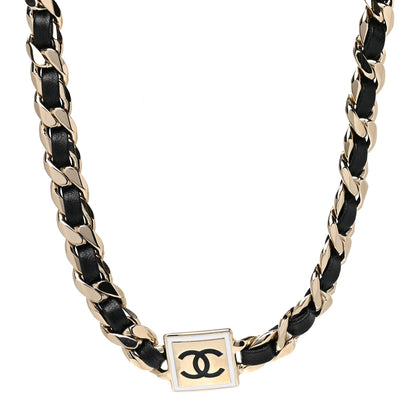 Chanel Metal Lambskin CC Square Choker Gold Black White 1 of 5