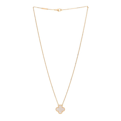 Van Cleef & Arpels 18K Yellow Gold Mother of Pearl Vintage Alhambra Pendant Necklace 3 of 5