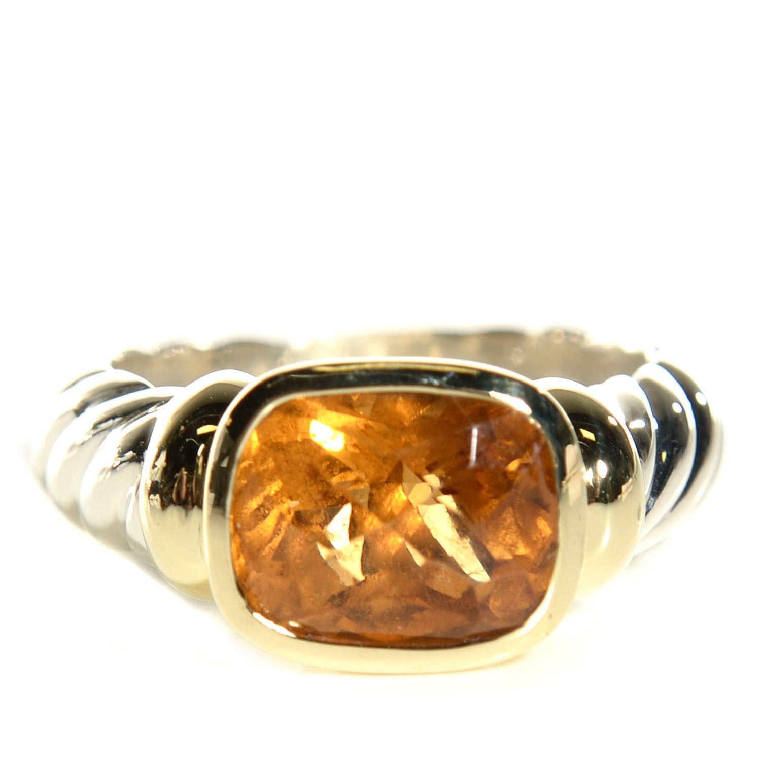 David Yurman Sterling Silver 14K Yellow Gold Citrine 10mm Noblesse Ring 52 6 1 of 6