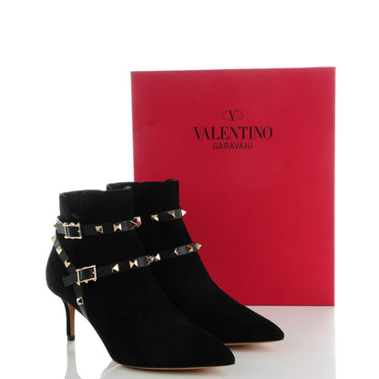 Valentino Garavani Suede Rockstud Double Buckle 65mm Ankle Boots 37.5 Black 8 of 8