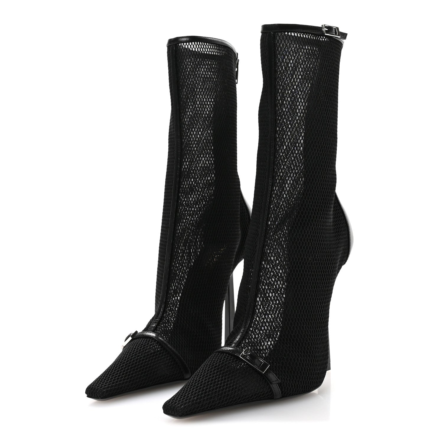 Saint Laurent Elba Applique Tulle Aston 115 Boots 37 Black 4 of 9