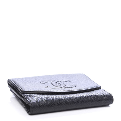 Chanel Caviar Timeless CC Compact French Wallet Black 4 of 9
