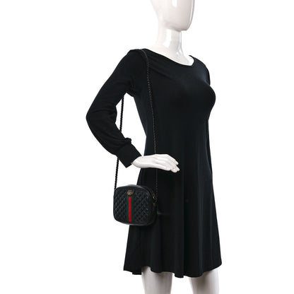 Gucci Calfskin Trapuntata Web Mini GG Shoulder Bag Black 2 of 10